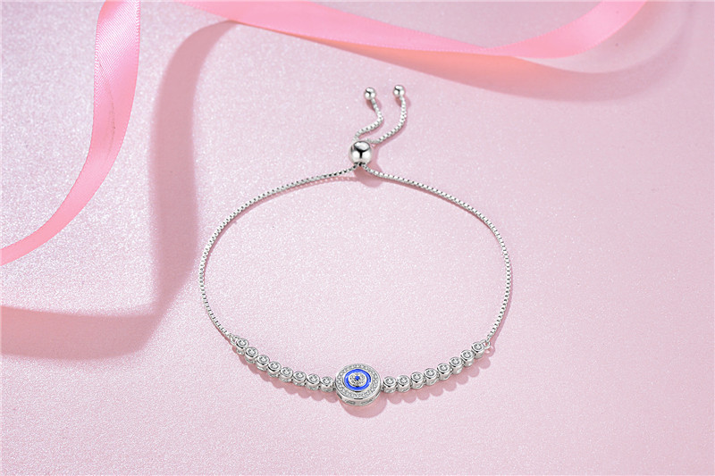 Simple Style Round Silver Bracelets Plating Zircon 925 Silver Bracelets