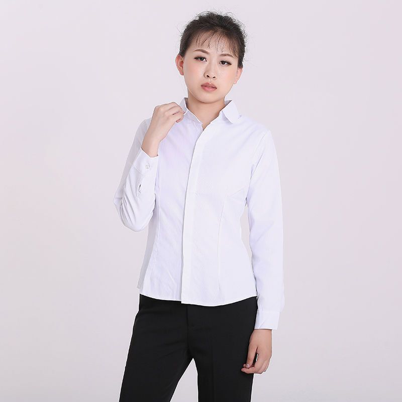 New Style Round Neck White Short-Sleeved Professional Women's Shirt for Commuting, Slim Fit Workwear, Fashionable with Hidden Placket New Style Round Neck White Short-Sleeved Professional Women's Shirt for Commuting, Slim Fit Workwear, Fashionable with Hidden Placket