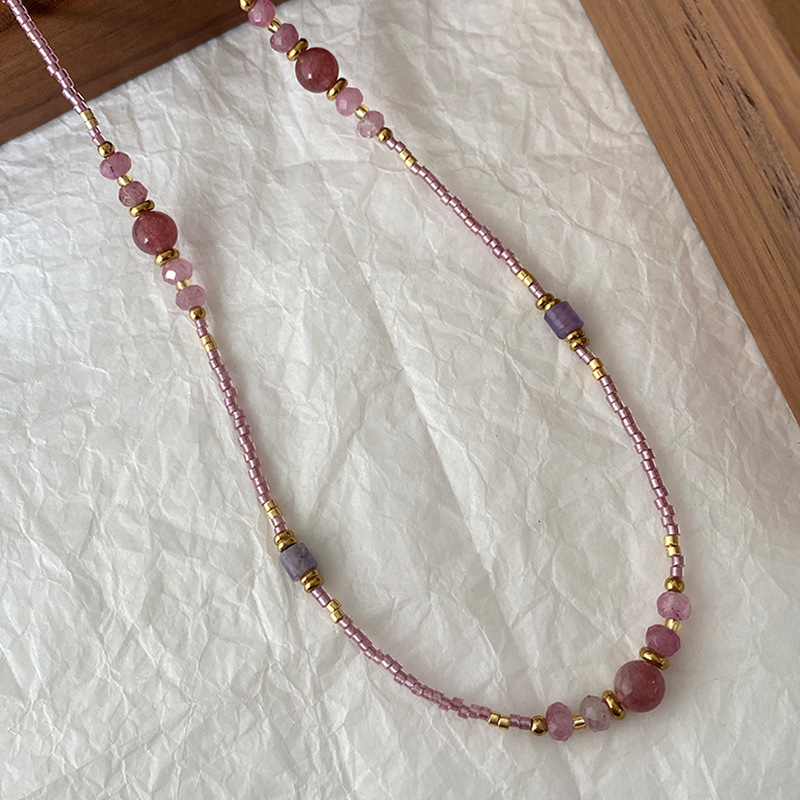 Collar con cuentas de ojo de tigre Maillard Cadena de suéter de otoño e invierno de alta calidad Acero de titanio Cadena de clavícula de piedra natural retro de lujo ligero