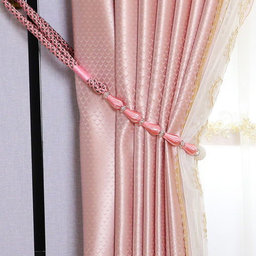 9WOR Simple, Modern, and Luxurious-Style Curtain Tiebacks with Beaded Straps, Buckles, and Storage Ties—Featuring Durable Rubber Core
