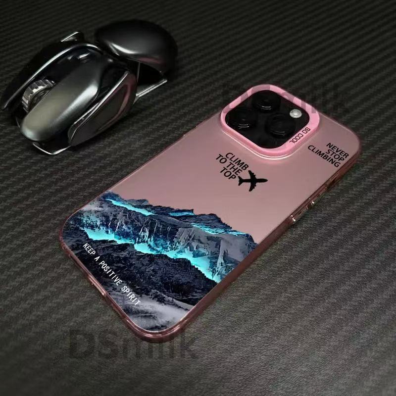 飛行機と山々のデザインのApple 17 Pro Max用スマホケース、個性的で元気なデザイン、iPhone 16/15/14/13対応、欧米風|undefined