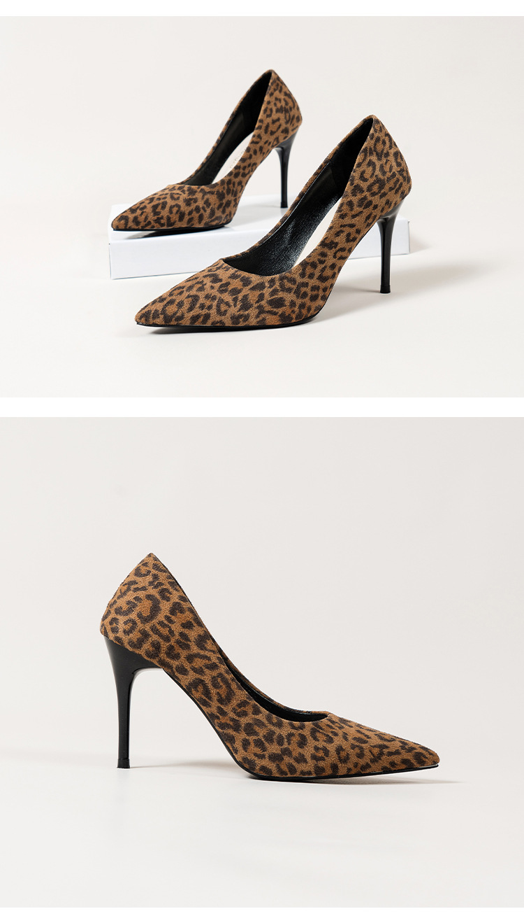 Women's Commute Leopard Point Toe Pumps display picture 6