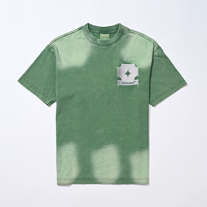 Футболка из плотного хлопка на заказ с эффектом снежинки, круглый вырез, короткий рукав, изготовленная на заказ для лета, внешняя торговля, модная брендовая футболка в американском стиле.