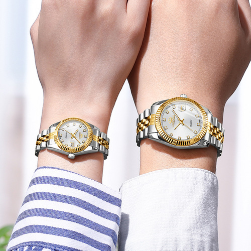 CHENXI Business Couple Watch Calendar Men's and Women's Watches Foreign Trade Cross-Border Quartz Diamond Steel Band Watch