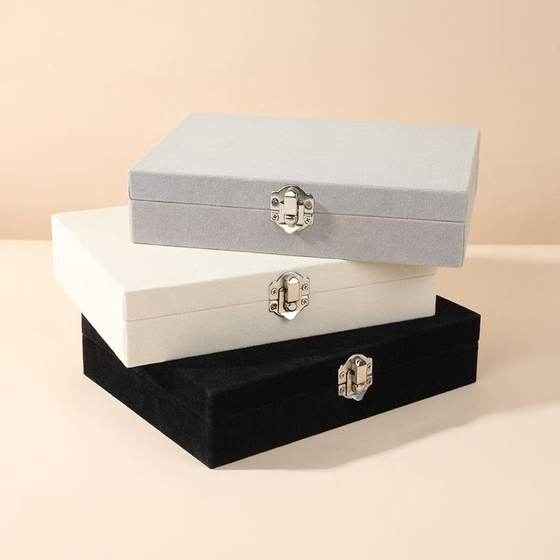 Cross-border high-grade flannel buckle necklace earrings jewelry jewelry box multi-layer large capacity jewelry jewelry storage box