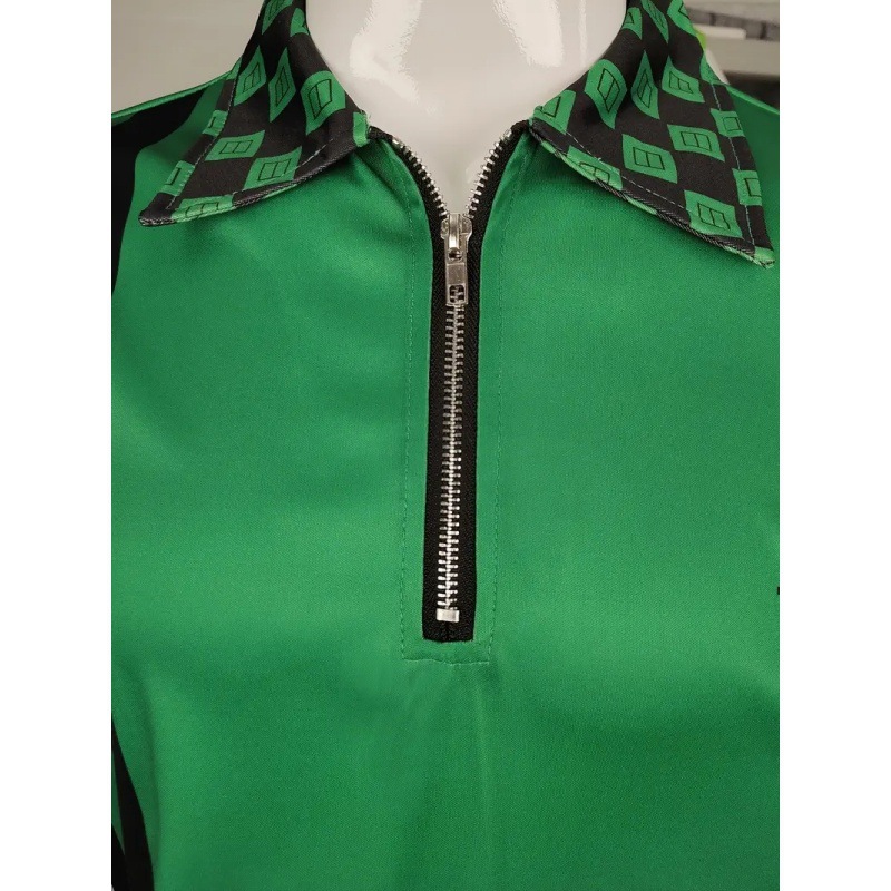 Camisa POLO con cremallera de todo fósforo con solapa suelta y transpirable de manga larga deportiva para hombres Venta caliente Impresión digital 3D