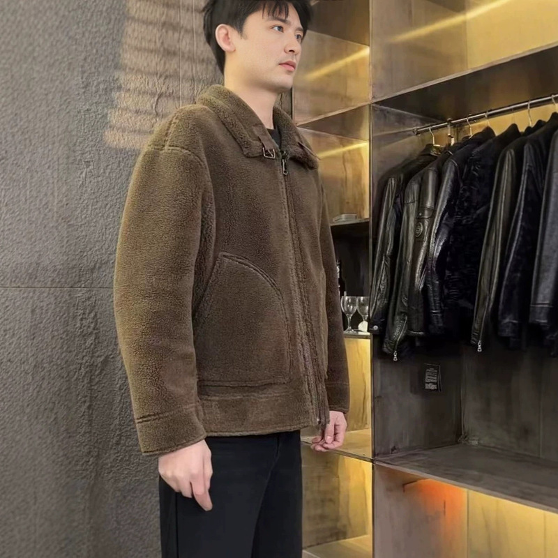 Stand-up collar wool coat, dual-use motorcycle jacket, men's clothing, thickened and warm, popular model 5529 Stand-up collar wool coat, dual-use motorcycle jacket, men's clothing, thickened and warm, popular model 5529