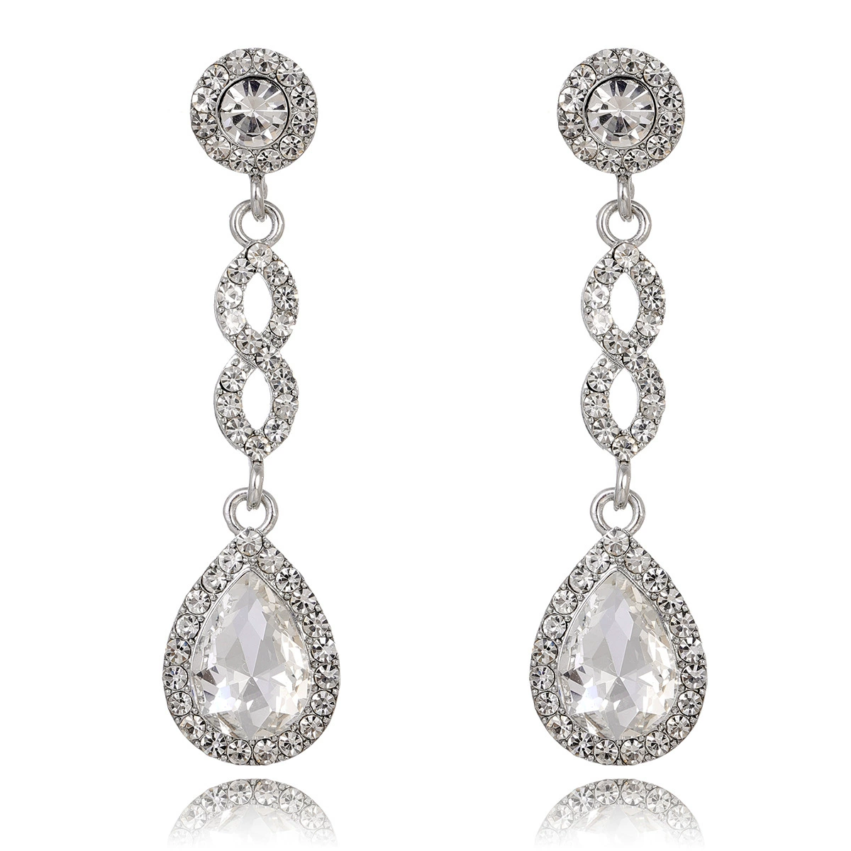 (Cross-border trading), classic earrings drop-shaped for bride, accessory, with gem