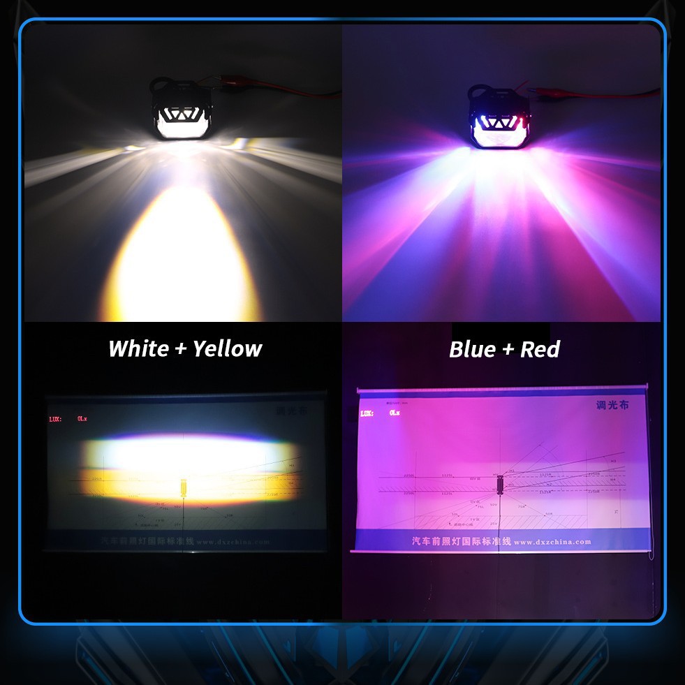 Dual-Eye Three-Sided Led Spotlight for Motorcycle and Electric Vehicle Modification, High-Intensity Lens, Integrated High and Low Beam Auxiliary Light