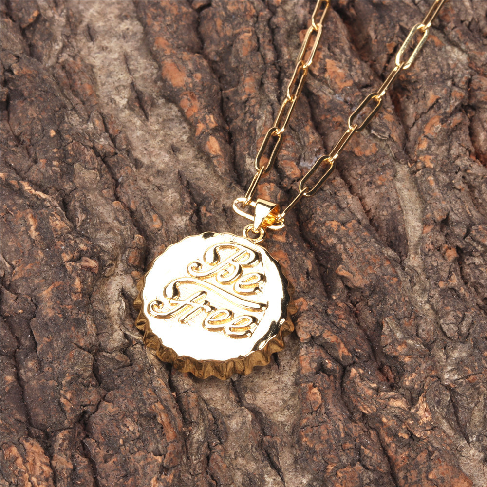 vintage coke bottle cap dripping oil copper necklace wholesale nihaojewelry