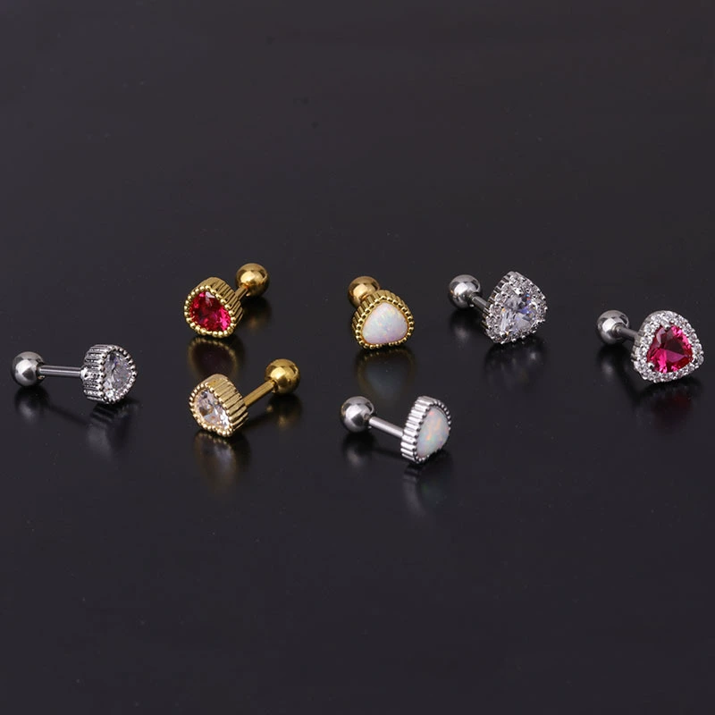 Серебряные серьги из нержавеющей стали с цирконом, пирсинг, 16G