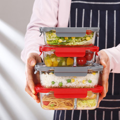 耐熱飯盒玻璃學生上班午餐帶飯便當盒收納盒食品冰箱密封保鮮盒