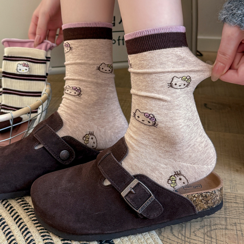Women's Winter Pure Cotton Mid-Calf Socks with Cartoon Embroidery, Slouch Socks, Antibacterial and Odor-Resistant Women's Socks, Suitable for Birkenstock Shoes, Long Socks Women's Winter Pure Cotton Mid-Calf Socks with Cartoon Embroidery, Slouch Socks, Antibacterial and Odor-Resistant Women's Socks, Suitable for Birkenstock Shoes, Long Socks