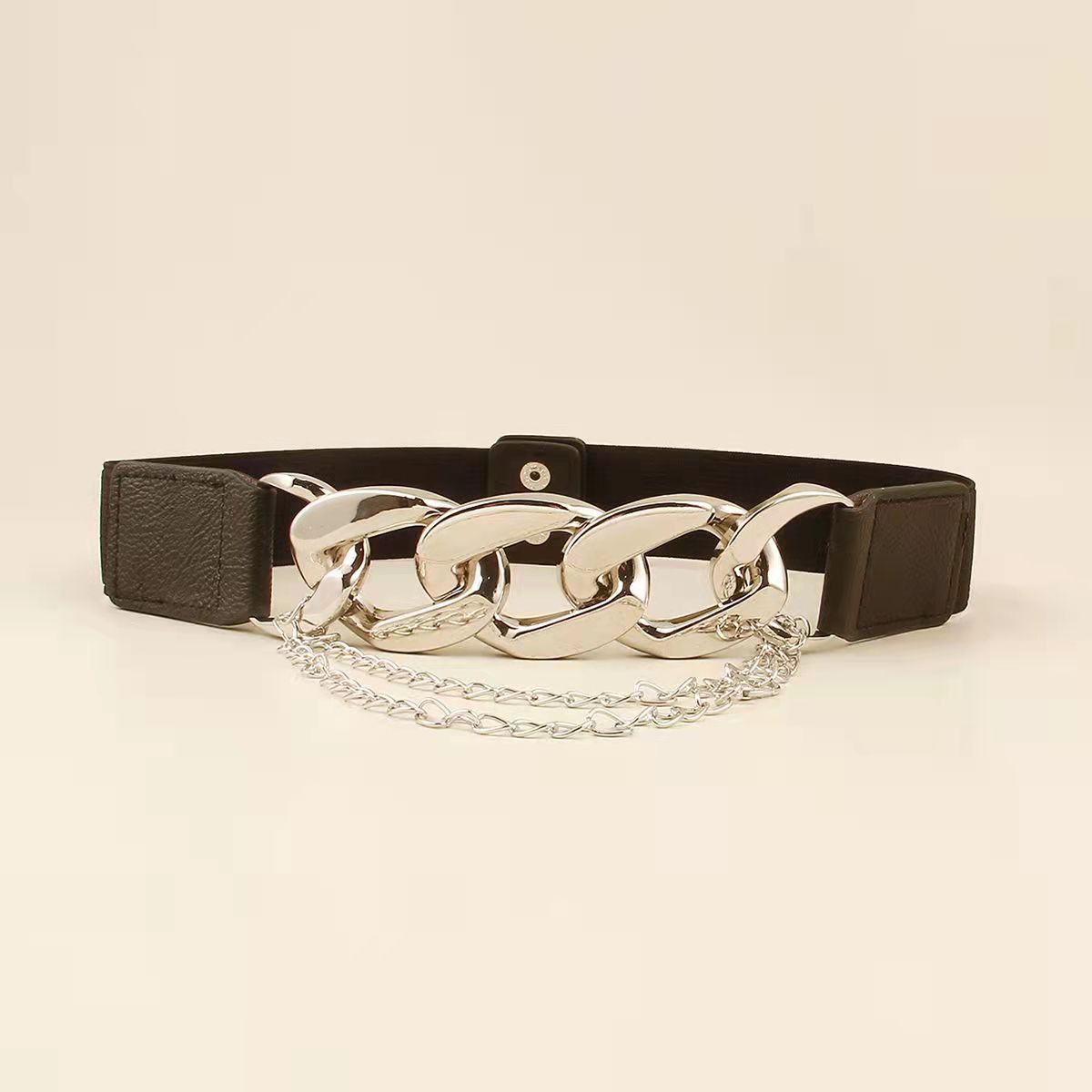 Fashion Solid Color Pu Leather Alloy Chain Belt display picture 3