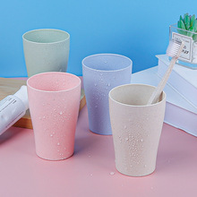 款家用麦香喝水塑料洗漱水杯简约日用小麦秸秆纯色创意圆形杯子