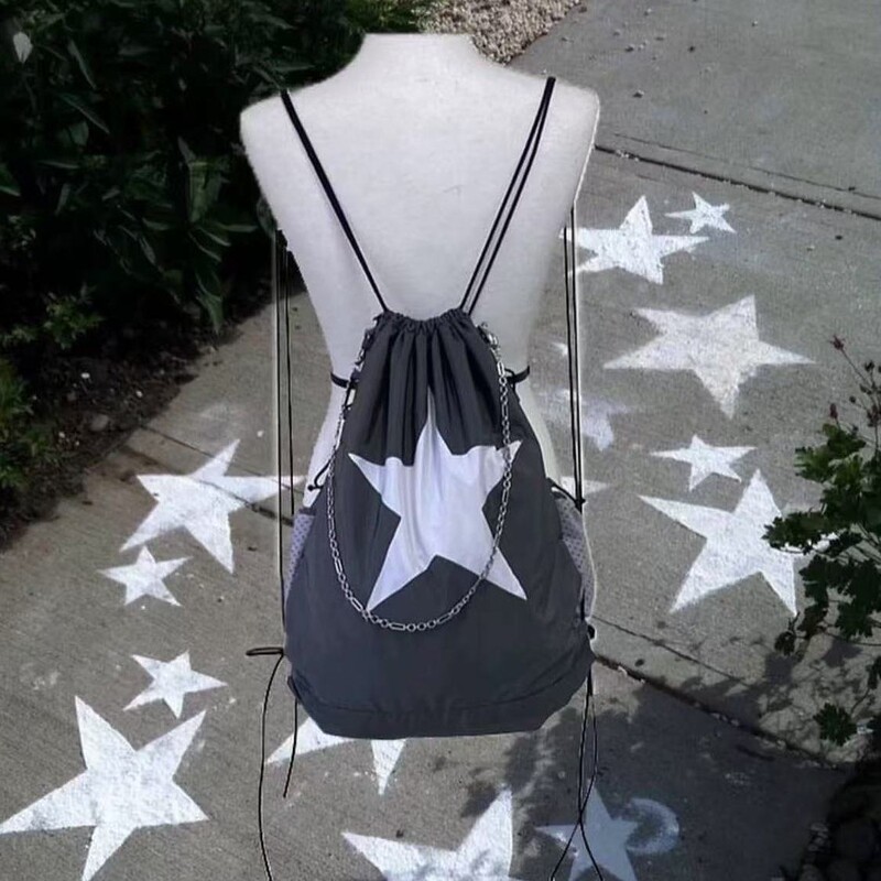 Korean Niche Designer Brand 22 New Five-Pointed Star Pull-Out Sports Chain Backpack