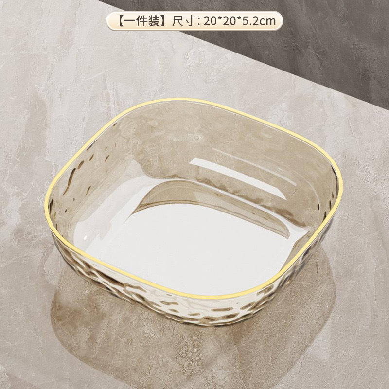 水波模様のフルーツプレート、リビングルームのコーヒーテーブル用、軽食やスナックプレート、透明で金縁の高級感のある大容量キャンディプレート、軽やかな高級感|undefined