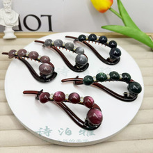 2024新款星汉灿烂水钻珠珠扭扭发夹女夹后脑勺盘发器一字夹子头饰