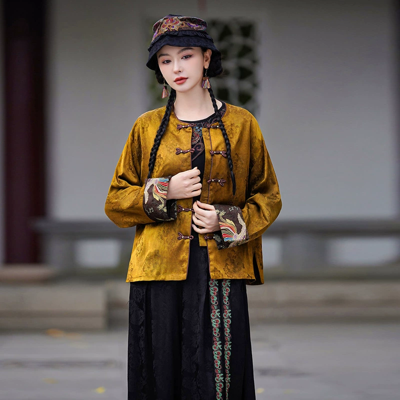 2025 новый китайский стиль ретро ароматная облачная пряжа с золотой вышивкой