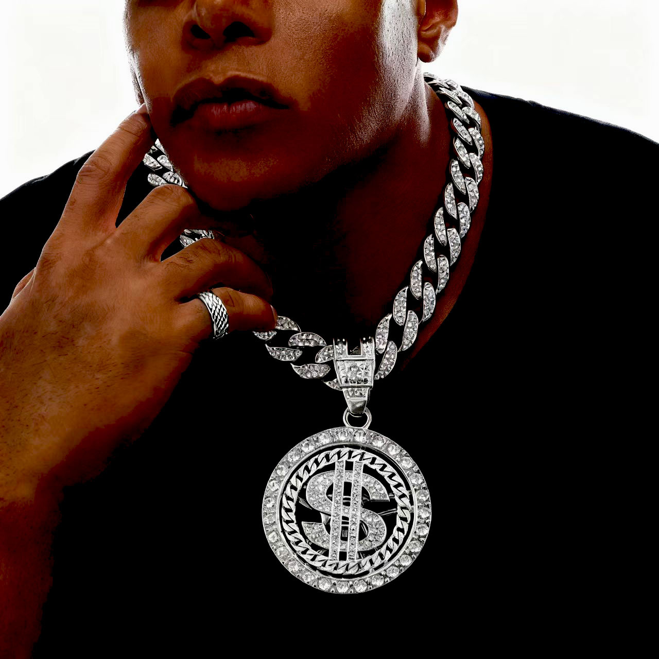 Europa y los Estados Unidos venden collares de oro de aleación Hip-Hop personalidad de moda collares de diamantes giratorios colgantes de oro joyas