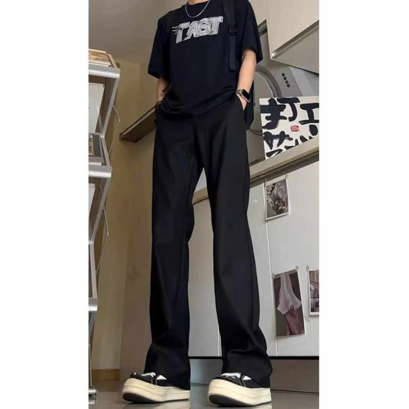 cleanfit Black Pants Men's Spring and Summer Trendy Casual Pants Majila Western Pants Straight Dipper Vibe Slabs