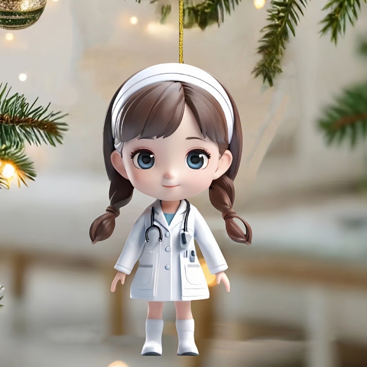 2D plano transfronterizo explosión encantadora mujer doctora colgante de espejo retrovisor del automóvil colgante de bolso de decoración de árbol de Navidad