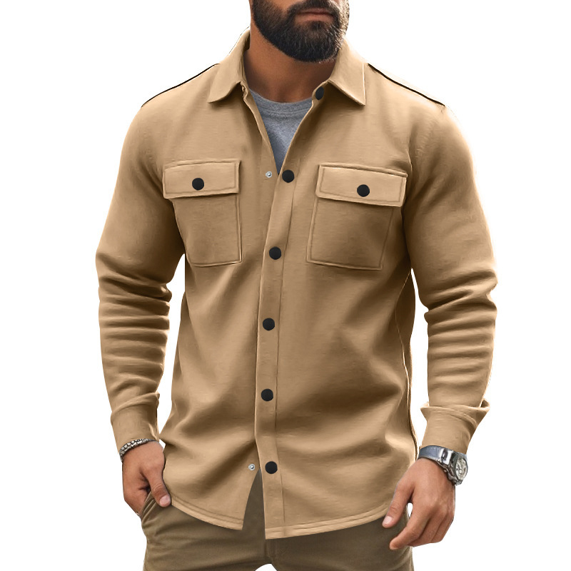 Otoño y invierno Europa y los Estados Unidos transfronterizos Amazon hombre casual con chaqueta de sola fila de botón de chaqueta de color sólido
