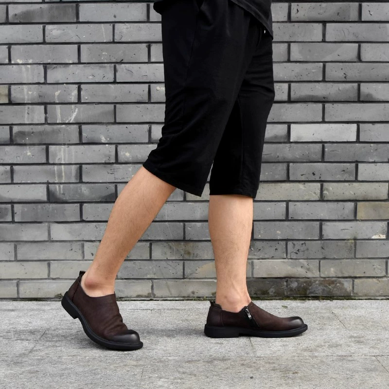 2024 летний новый мужской английский стиль дикий слой кожи головы ретро повседневная дышащая нескользящая кожаная мужская кожаная обувь