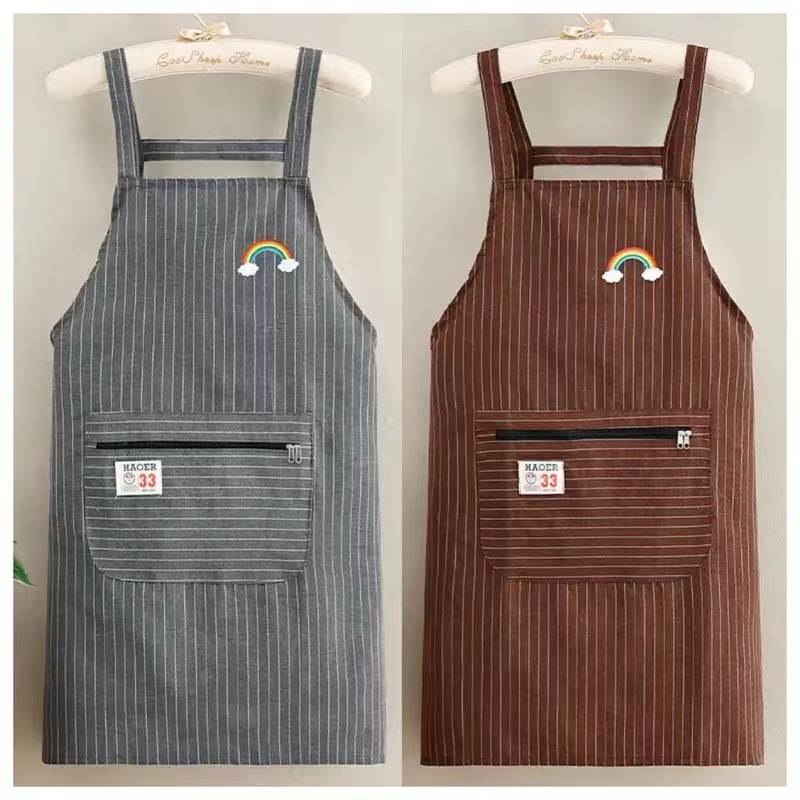 纯棉透气厨房围裙上班油污干活背带家用做饭工作服耐脏洋气围腰|undefined