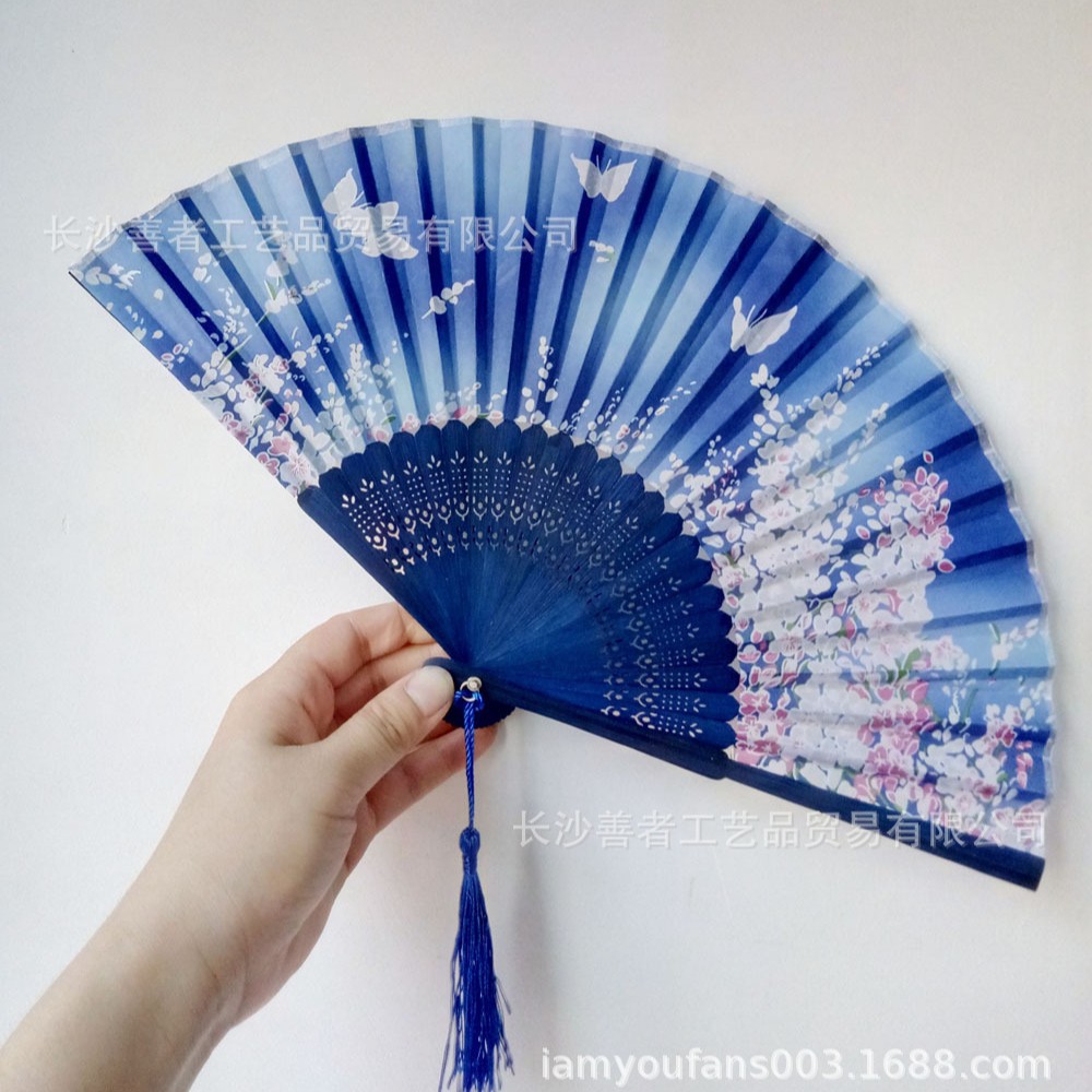 En stock despedida concubina mismo ventilador verano Internet celebridad ventilador estilo antiguo ventilador plegable estudiante Hanfu danza ventilador uso diario