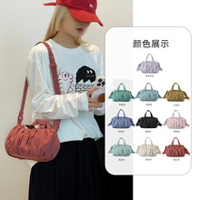 日韩新款女士包包褶皱休闲轻便云朵包手提单肩斜挎包包马卡龙色系