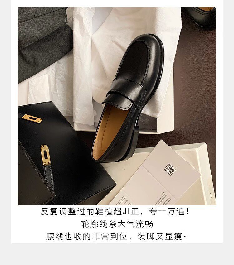Giày lười nữ da lộn cổ điển mũi tròn đế bằng gót 3–5 cm — Màu nâu kaki, màu đen chi tiết 7