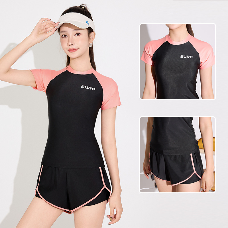 Sports Swimsuit Women's Belly-Covering Slimming Conservative Split Professional Quick-Dry Swimsuit Hot Spring Swimsuit suit