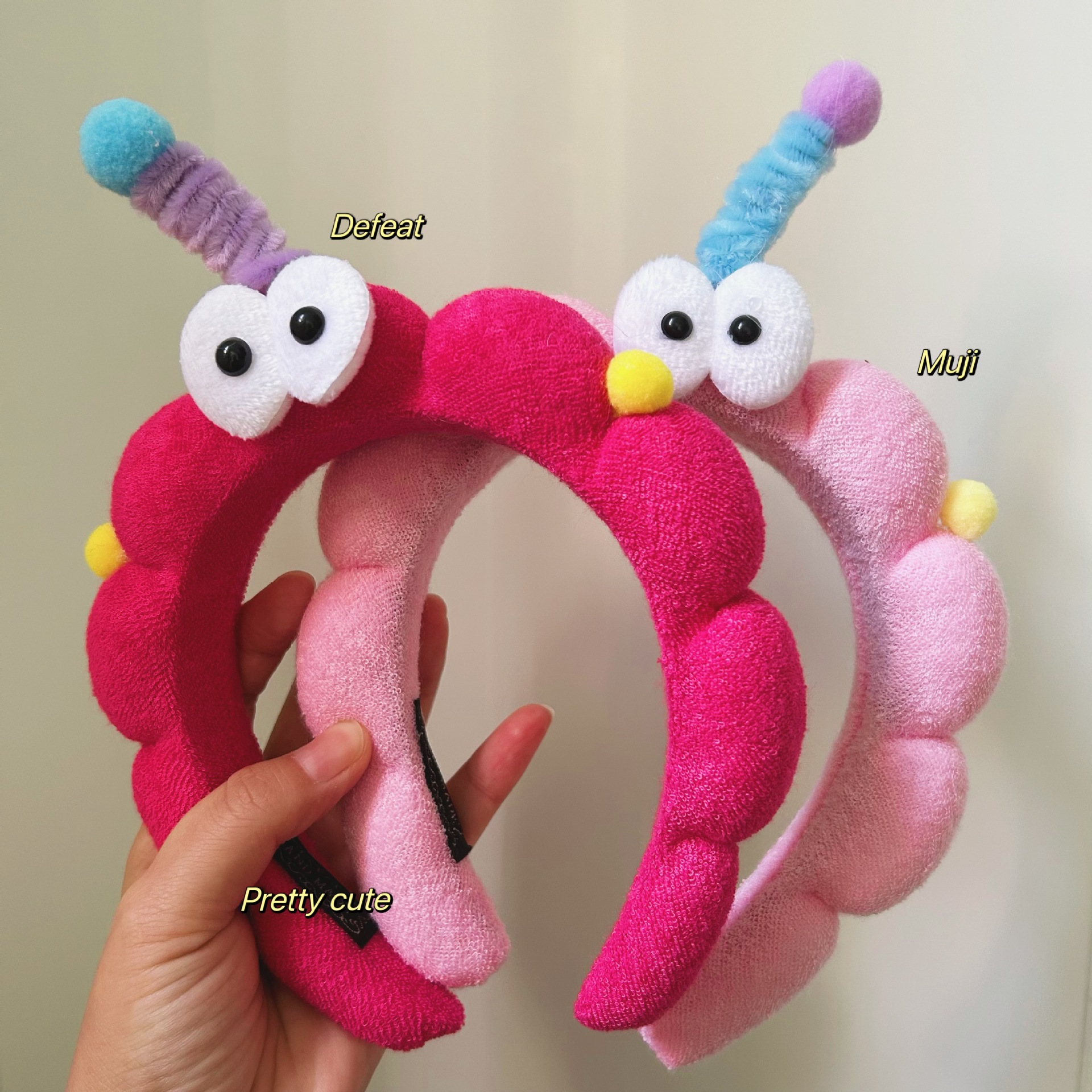 Feo, lindo, divertido, palo de torsión, esponja de ojos grandes, lavar la cara, banda de cabello casera, lavar la cara, maquillaje, banda de cabello rotura, tarjeta de cabello