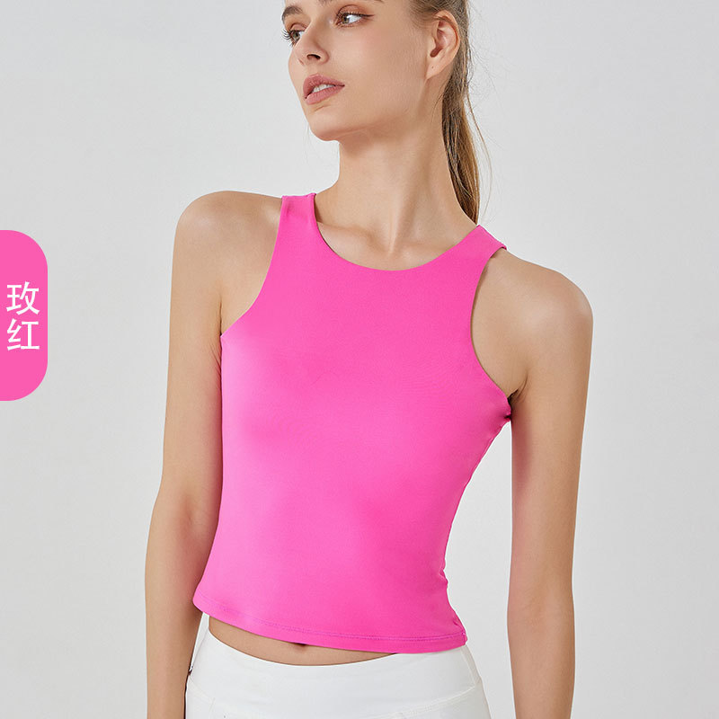 2025 nuevo chaleco deportivo de cuello redondo de doble capa sin mangas para mujeres nubes suaves elásticas apretadas y delgadas camisas de yoga