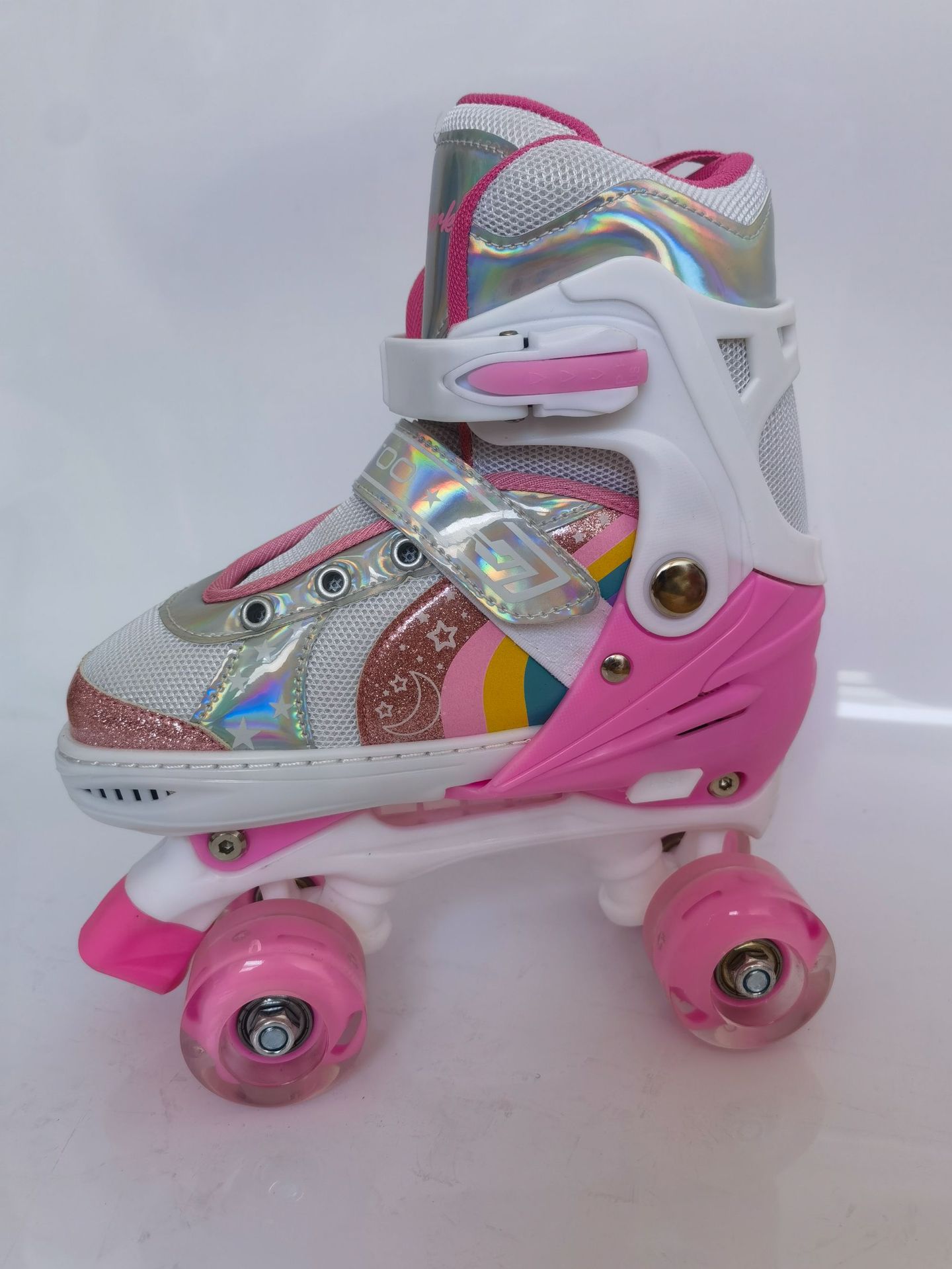 Verstellbare Doppelreihen-Rollschuhe, vierrädrige Inlineskates für Eisbahnen, für Jungen, Mädchen und Grundschüler_voghion.com