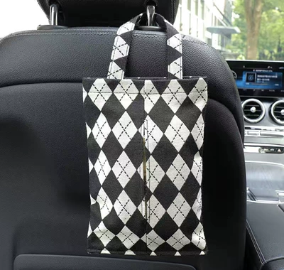 Car tissue box/set Car Tissue Box, Two-In-One Seat - diamond-pattern