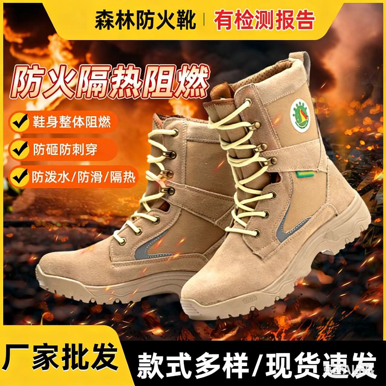 森林防火鞋消防作战靴防砸防刺穿消防靴国标耐磨救援靴阻燃男防护