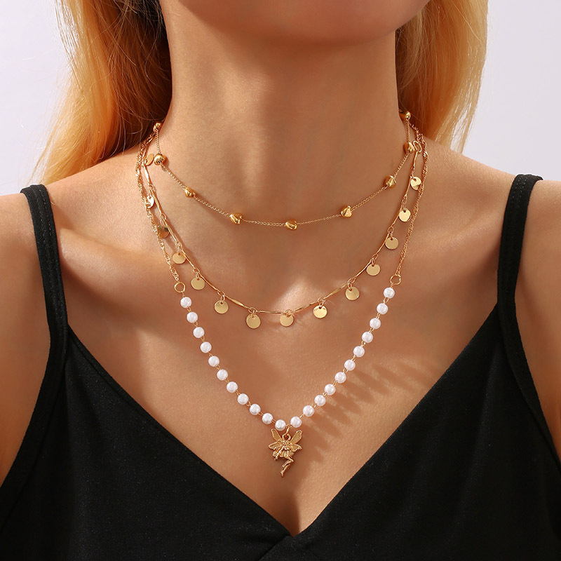 Fashion Heart Shape Butterfly Alloy Plating Womenu0027S Layered Necklaces