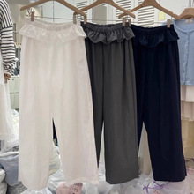 25春款~三色入韩国ins少女可爱日系荷叶花边小裙摆纯色长裤薄款
