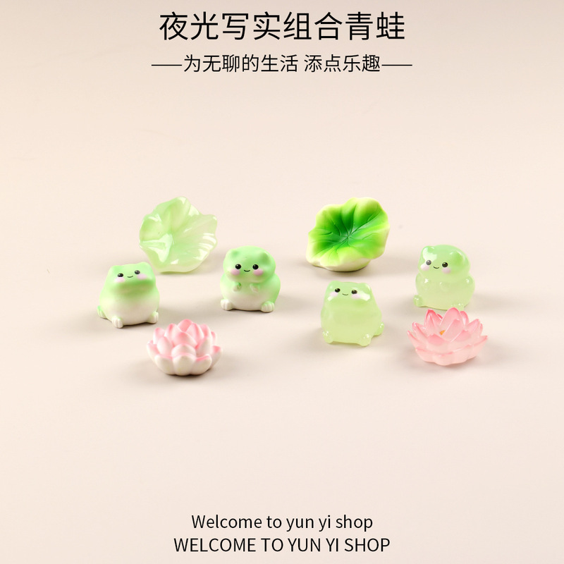 Micro Landscape Creative Cute Luminous Frog Doll Decoration Accessories Resin Crafts Car Desktop Small Ornaments