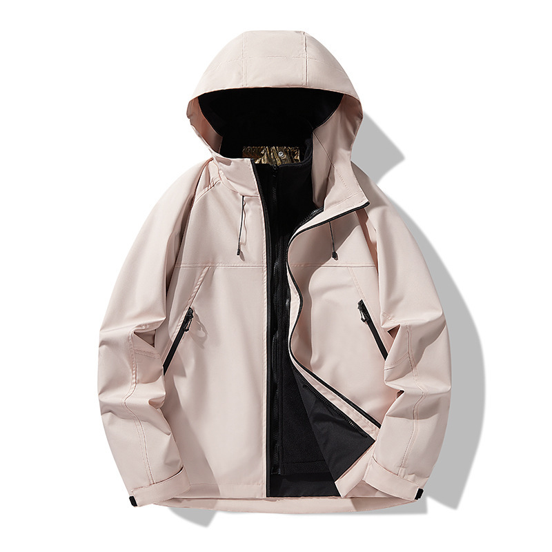 Mountain Hard Shell Jacket Men's and Women's Three-in-One Spring and Autumn Vintage Colorblock Hooded Windproof Waterproof Mountaineering Jacket Mountain Hard Shell Jacket Men's and Women's Three-in-One Spring and Autumn Vintage Colorblock Hooded Windproof Waterproof Mountaineering Jacket
