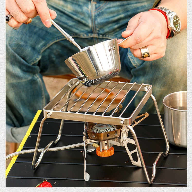 Outdoor Stainless Steel Stove Bracket Gas Stove Portable Foldableing Barbecue Grill Set Pot Small Mini Gas Stove Camping Style