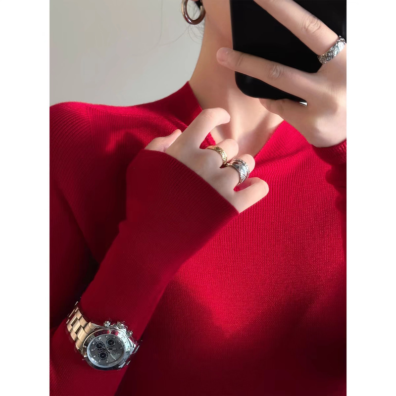 Tasyavann Germany Yangzi Yarn Japan Island Seiji Semi-high Collar Base Shirt 18 Needle Wool Base Knitted Wool