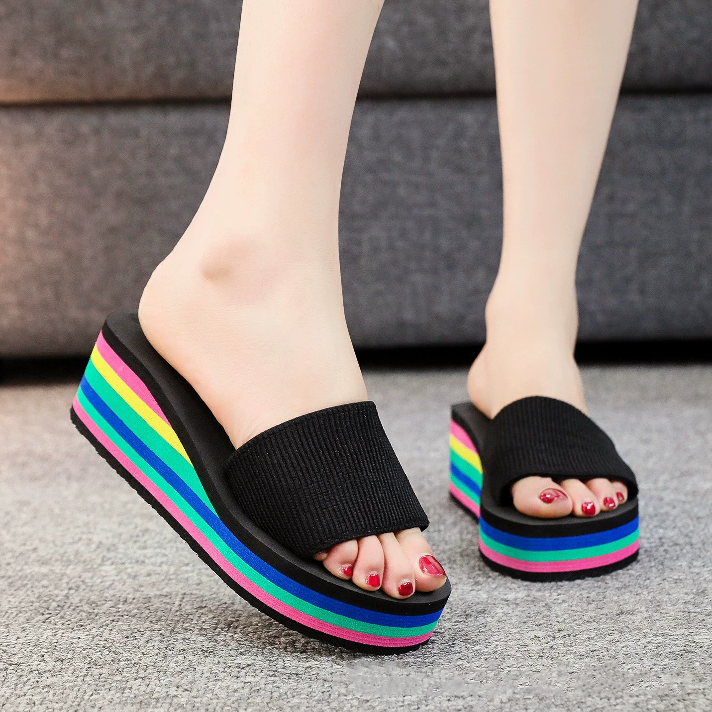 (Cross-border trading), beach sandals for leisure, city style, on elastic band