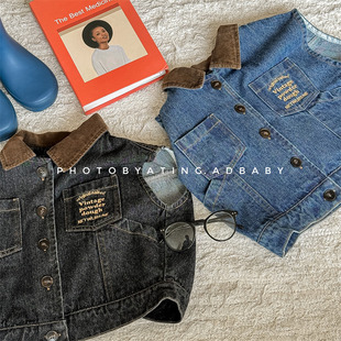 2025 Autumn Children's Clothing Children's Korean Style Autumn Denim Vest Girls Autumn Waistoutwear Small Jacket 5567