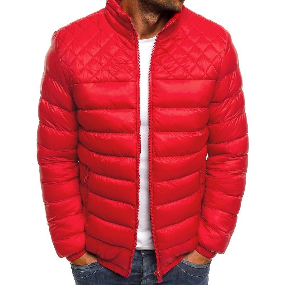 Comercio exterior de otoño e invierno transfronterizo abrigo de algodón acolchado hombres moda europea y americana casual más tamaño Chaqueta de algodón acolchado cuello alto corto Chaqueta de algodón acolchado de los hombres