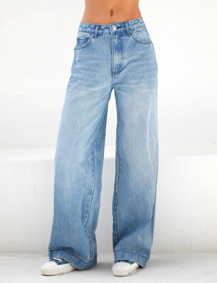 Europe and the United States 2021 high waist loose wide leg women's jeans Amazon mop jeans new generation of hair