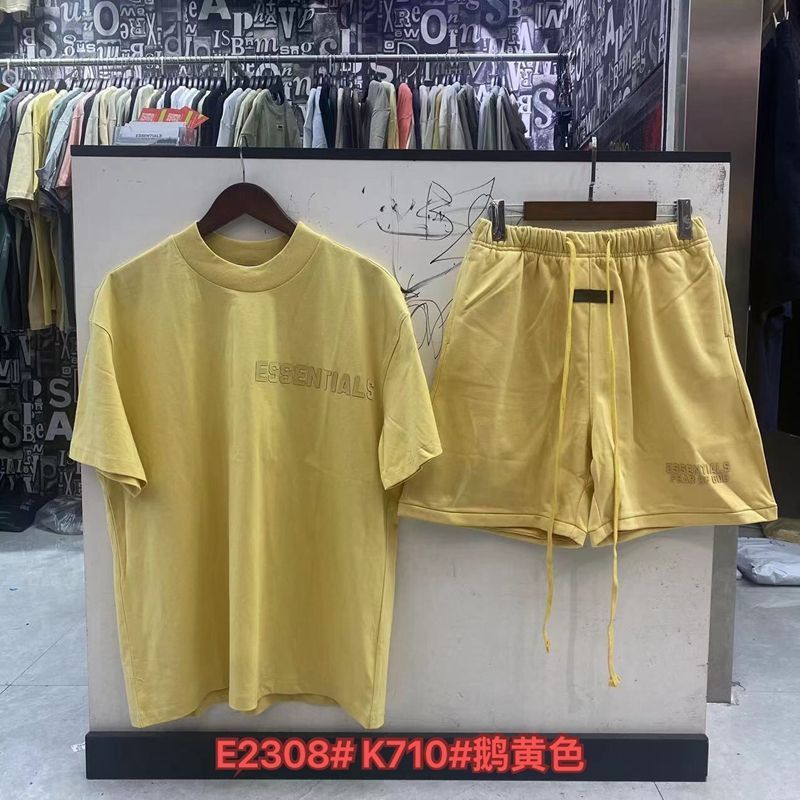 FOGESS Camiseta de cuello redondo, manga corta, camiseta de cuello de terry, pantalones cortos, set suelto, moda masculina, juventud, 18 - 24 años
