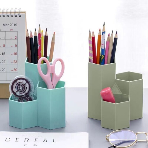 Nordic ins three-compartment oblique plug-in pen holder multi-functional desktop storage box creative fashion stationery storage box